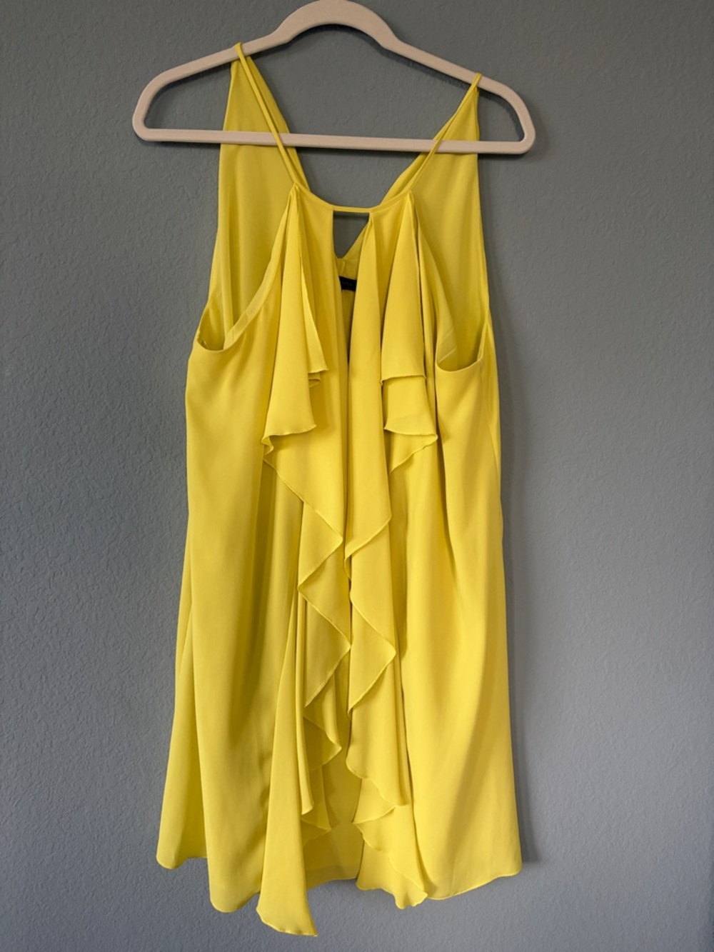BCBG Yellow Ruffle Front Sleeveless Dress